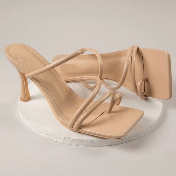 Nude open toe stiletto heels👡7.5 - Picture 3 of 3